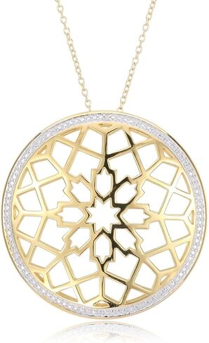 MORGAN & PAIGE 18k Yellow Gold Plated 925 Sterling Silver Two Tone Filigree Openwork Medallion Pendant Necklace, 18" in Kuwait