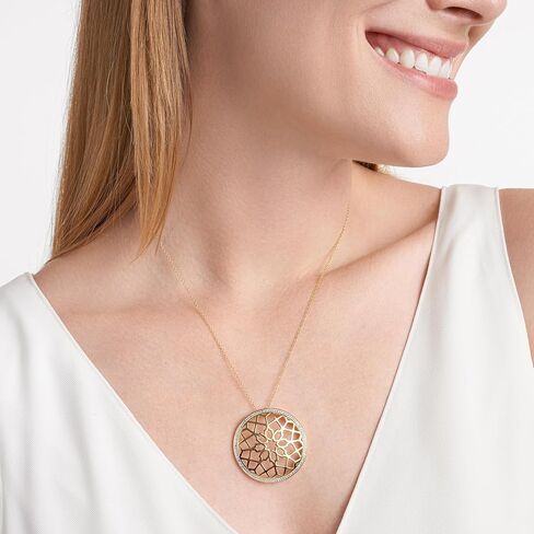 MORGAN & PAIGE 18k Yellow Gold Plated 925 Sterling Silver Two Tone Filigree Openwork Medallion Pendant Necklace, 18" in Kuwait