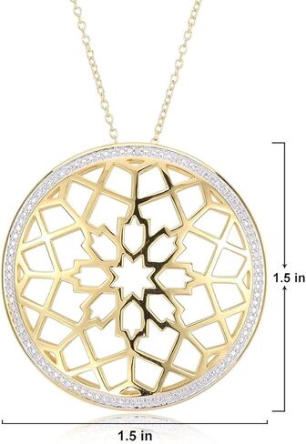MORGAN & PAIGE 18k Yellow Gold Plated 925 Sterling Silver Two Tone Filigree Openwork Medallion Pendant Necklace, 18" in Kuwait