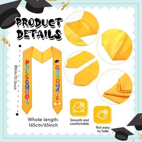 15 Pieces Kids Graduation Stole Preschool Printed Graduation Stole Unisex Sash for Kids Toddler Graduation Supplies in Saudi Arabia