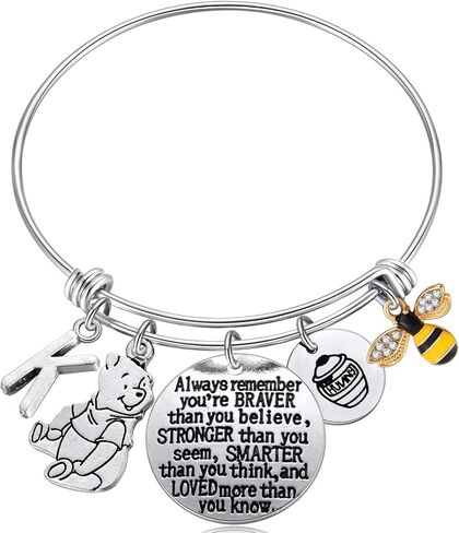 Kvekstio مستوحاة من الهدايا الكلاسيكية، أنت أكثر شجاعة مما تصدق، النحلة، هوني، بوه الدب سحر سوار ملهمة للنساء، الأولي K in Kuwait