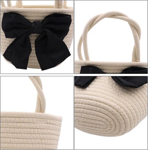 حقيبة على شكل فيونكة للنساء والفتيات حقيبة يد منسوجة على الشاطئ حقيبة صغيرة بمقبض من القش in Kuwait