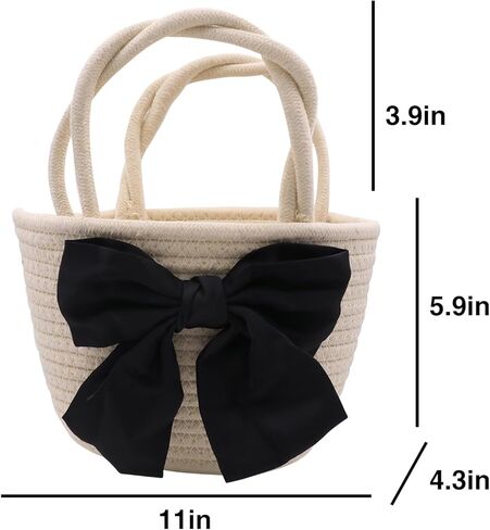 حقيبة على شكل فيونكة للنساء والفتيات حقيبة يد منسوجة على الشاطئ حقيبة صغيرة بمقبض من القش in Kuwait