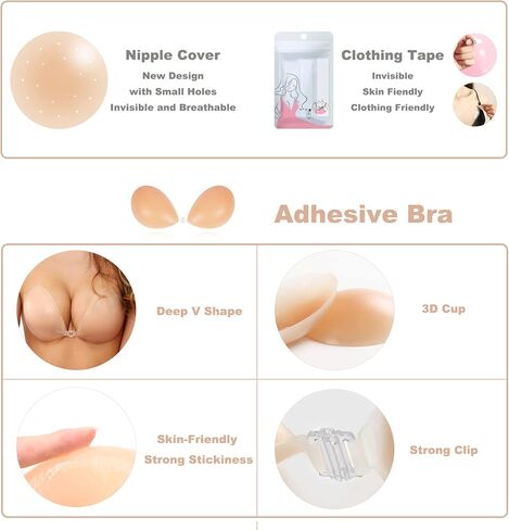 حمالة صدر لاصقة من السيليكون للنساء من CTLUUT فستان بدون ظهر مع أغطية للحلمات in Kuwait