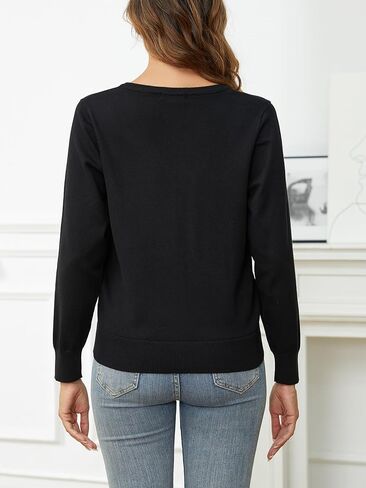 سترة SPARKLE & SKY للسيدات خفيفة الوزن: سترة صوفية متماسكة برقبة على شكل حرف V وسترات صوفية بأكمام طويلة in Kuwait