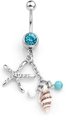 Zysta 5 قطع حلقات البطن للنساء من الفولاذ المقاوم للصدأ 14 جرام مختلط منحني الحديد تشيكوسلوفاكيا تتدلى السرة الدائري هيئة ثقب المجوهرات الفولاذ الجراحي in Kuwait