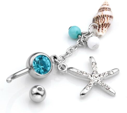 Zysta 5 قطع حلقات البطن للنساء من الفولاذ المقاوم للصدأ 14 جرام مختلط منحني الحديد تشيكوسلوفاكيا تتدلى السرة الدائري هيئة ثقب المجوهرات الفولاذ الجراحي in Kuwait