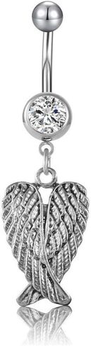 Zysta 5 قطع حلقات البطن للنساء من الفولاذ المقاوم للصدأ 14 جرام مختلط منحني الحديد تشيكوسلوفاكيا تتدلى السرة الدائري هيئة ثقب المجوهرات الفولاذ الجراحي in Kuwait