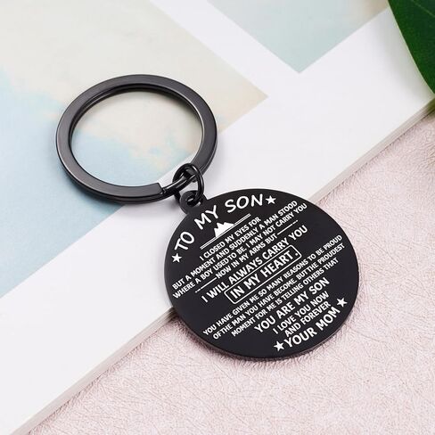 to My Son Keychain with Inspirational Quotes Son Gifts from Mom I Love You Keyring Gift for Teen Boys Mother to Son Jewelry for Birthday Back to School Graduation Christmas in Kuwait