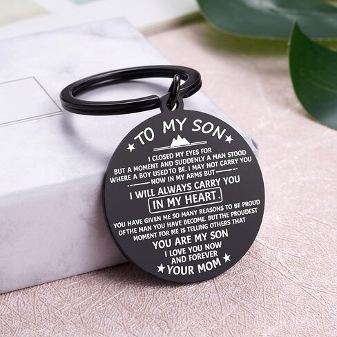 to My Son Keychain with Inspirational Quotes Son Gifts from Mom I Love You Keyring Gift for Teen Boys Mother to Son Jewelry for Birthday Back to School Graduation Christmas in Kuwait