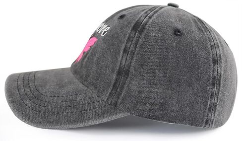 Breast Cancer Awareness Hat for Women, Adjustable Embroidered Cotton Denim Believe Pink Ribbon Butterfly Baseball Cap in Saudi Arabia
