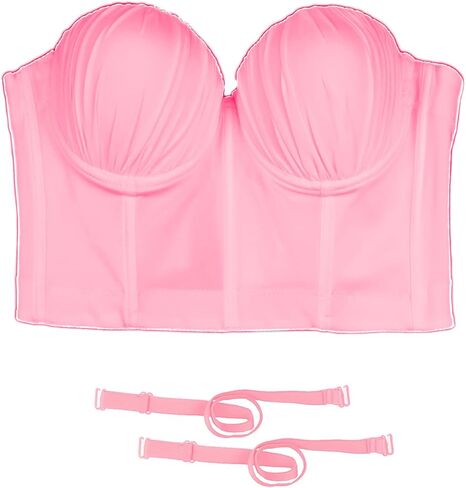 ELLACCI المرأة الكشكشة تقليم السلس بوستير المحاصيل الأعلى مشد الأعلى مع الأشرطة للانفصال الوردي in Kuwait