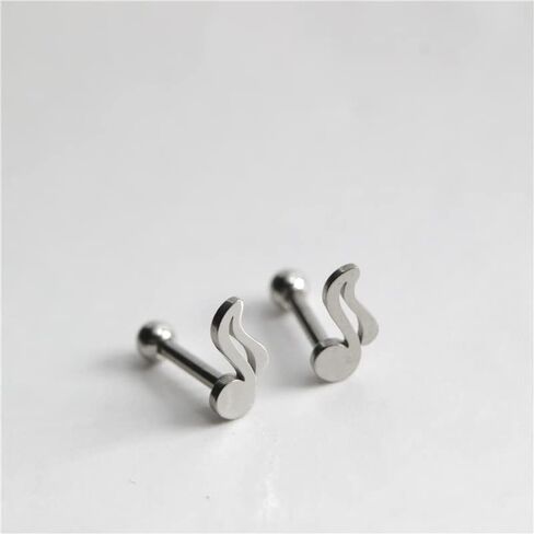16G Asymmetrical Treble Clef Music Note Stud Earrings for Women Girls Men Stainless Steel Hypoallergenic Screw Back Tragus Helix Barbell Cartilage Piercing Body Jewelry Fashion Gifts Birthday Xmas Bff in Saudi Arabia