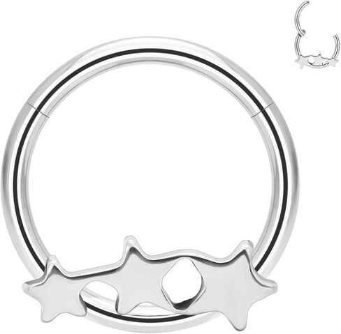 G23 Titanium Septum Rings Hypoallergenic Nose Rings Cubic Zirconia Cartilage Helix Earrings Hinged Segment Seamless Clicker Nose Rings Daith Piercing Jewelry in Saudi Arabia