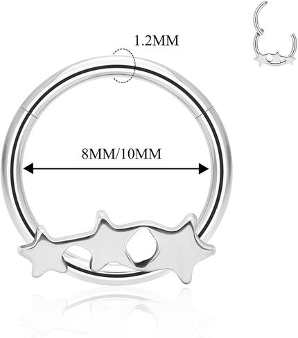 G23 Titanium Septum Rings Hypoallergenic Nose Rings Cubic Zirconia Cartilage Helix Earrings Hinged Segment Seamless Clicker Nose Rings Daith Piercing Jewelry in Saudi Arabia