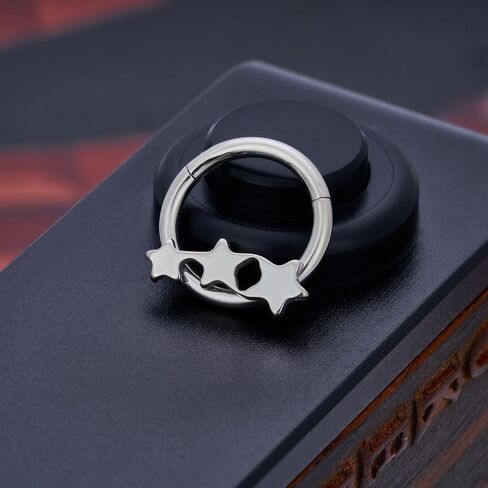G23 Titanium Septum Rings Hypoallergenic Nose Rings Cubic Zirconia Cartilage Helix Earrings Hinged Segment Seamless Clicker Nose Rings Daith Piercing Jewelry in Saudi Arabia