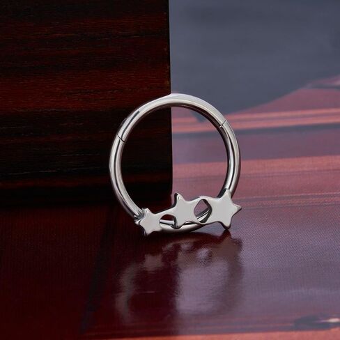 G23 Titanium Septum Rings Hypoallergenic Nose Rings Cubic Zirconia Cartilage Helix Earrings Hinged Segment Seamless Clicker Nose Rings Daith Piercing Jewelry in Saudi Arabia