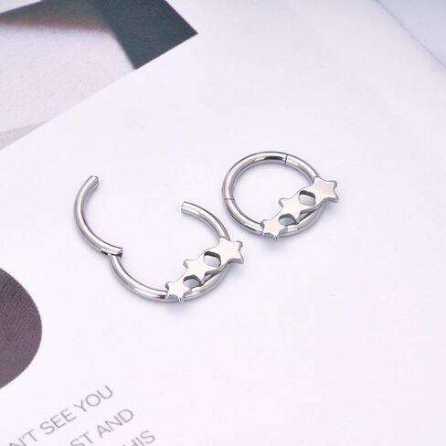 G23 Titanium Septum Rings Hypoallergenic Nose Rings Cubic Zirconia Cartilage Helix Earrings Hinged Segment Seamless Clicker Nose Rings Daith Piercing Jewelry in Saudi Arabia