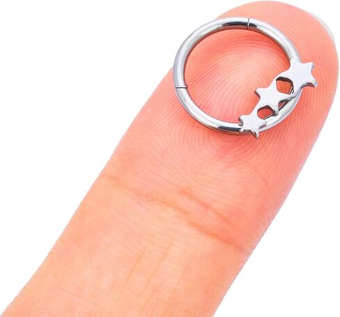 G23 Titanium Septum Rings Hypoallergenic Nose Rings Cubic Zirconia Cartilage Helix Earrings Hinged Segment Seamless Clicker Nose Rings Daith Piercing Jewelry in Saudi Arabia
