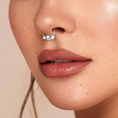 G23 Titanium Septum Rings Hypoallergenic Nose Rings Cubic Zirconia Cartilage Helix Earrings Hinged Segment Seamless Clicker Nose Rings Daith Piercing Jewelry in Saudi Arabia