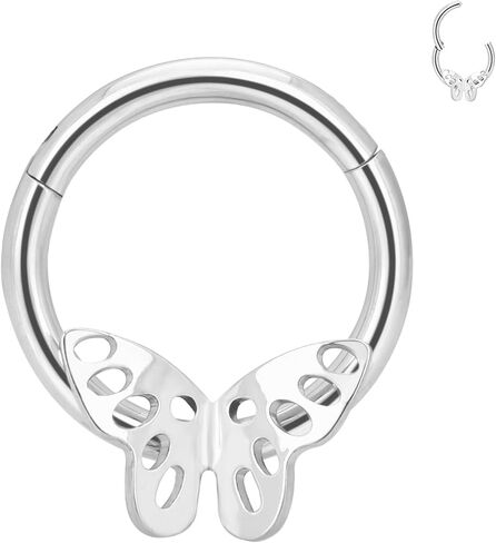 G23 Titanium Septum Rings Hypoallergenic Nose Rings Cubic Zirconia Cartilage Helix Earrings Hinged Segment Seamless Clicker Nose Rings Daith Piercing Jewelry in Saudi Arabia