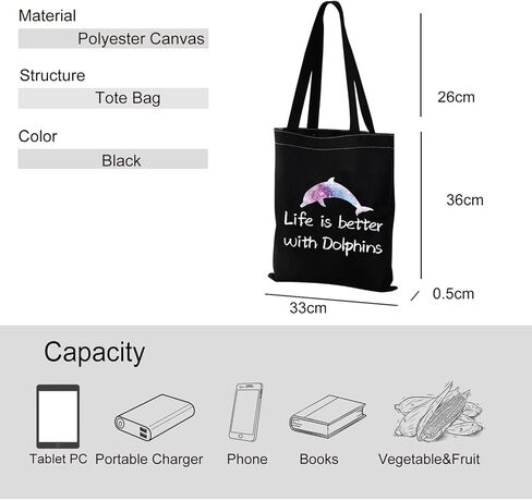 VAMSII Dolphin Tote Bag Dolphin Lover Gifts Life is Better with Dolphins Shoulder Bag Dolphin Gifts Shopping Bag in Kuwait