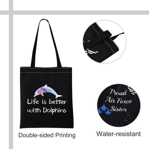 VAMSII Dolphin Tote Bag Dolphin Lover Gifts Life is Better with Dolphins Shoulder Bag Dolphin Gifts Shopping Bag in Kuwait