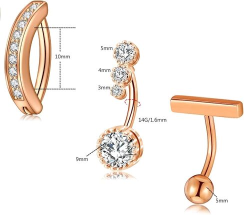 14G الفرس البطن زر الدائري 316L الفولاذ المقاوم للصدأ حلقات البطن حلقات السرة تشيكوسلوفاكيا البطن زر الدائري عكس منحني السرة ثقب البطن زر البطن ثقب المجوهرات للنساء in Kuwait