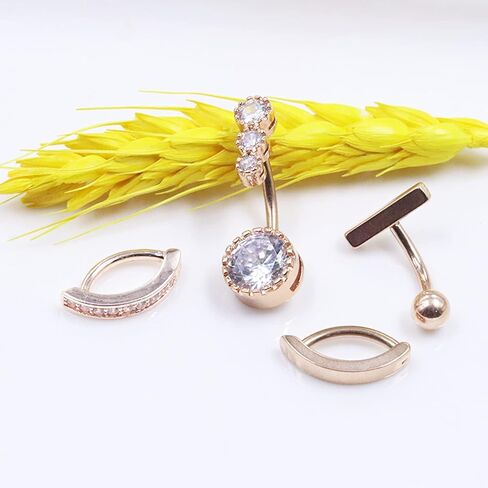 14G الفرس البطن زر الدائري 316L الفولاذ المقاوم للصدأ حلقات البطن حلقات السرة تشيكوسلوفاكيا البطن زر الدائري عكس منحني السرة ثقب البطن زر البطن ثقب المجوهرات للنساء in Kuwait