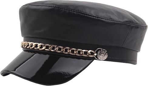 قبعة موزع الصحف النسائية، قبعات بيريه أنيقة بإبزيم، قبعات كابي كلاسيكية، إكسسوار أنيق للفتيات (سلسلة ذهبية) in Kuwait