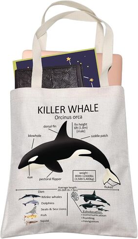 Killer Whale Lover Gift Killer Whale Anatomy Shopping Bag Ocean Animal Christmas Birthday Travel Shoulder Bag in Saudi Arabia