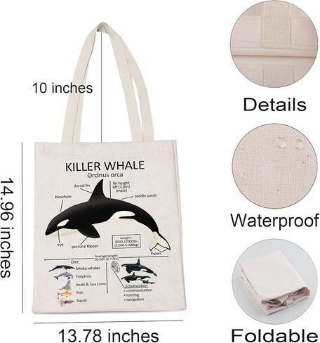 Killer Whale Lover Gift Killer Whale Anatomy Shopping Bag Ocean Animal Christmas Birthday Travel Shoulder Bag in Saudi Arabia