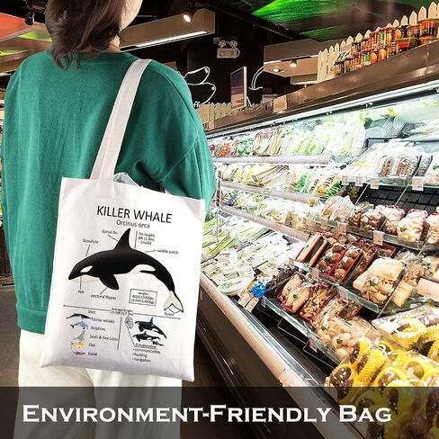 Killer Whale Lover Gift Killer Whale Anatomy Shopping Bag Ocean Animal Christmas Birthday Travel Shoulder Bag in Saudi Arabia