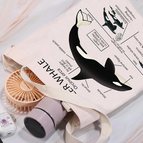 Killer Whale Lover Gift Killer Whale Anatomy Shopping Bag Ocean Animal Christmas Birthday Travel Shoulder Bag in Saudi Arabia