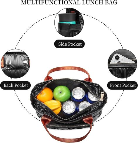 حقيبة حمل منتفخة مبطنة منتفخة للنساء، حقيبة كروس من القطن خفيفة الوزن، حقيبة يد مبطنة ناعمة، سوداء in Kuwait