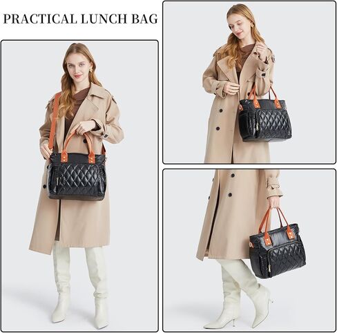 حقيبة حمل منتفخة مبطنة منتفخة للنساء، حقيبة كروس من القطن خفيفة الوزن، حقيبة يد مبطنة ناعمة، سوداء in Kuwait