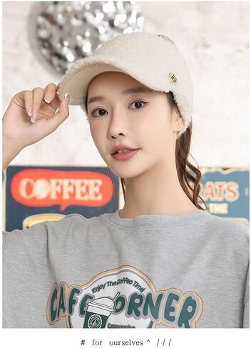 قبعة شتوية من صوف الحمل على شكل ذيل حصان للنساء مفتوحة من الأعلى، قبعة بيسبول دافئة للطقس البارد in Kuwait