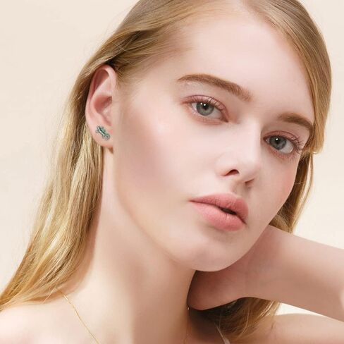 20G Green CZ Gecko Stud Earrings for Women Girls Sterling Silver Post Cubic Zirconia Crystal Helix Screw Back Tragus Cartilage Ear Piercing Dainty Barbell Fashion Animal Body Jewelry Gifts in Saudi Arabia
