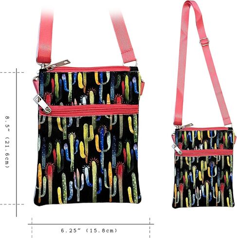 حقيبة قماش ماسنجر مقاس 15.5 سم، حقيبة سفر للعطلات، حقيبة كروس (ألوان مائية صبار) in Kuwait