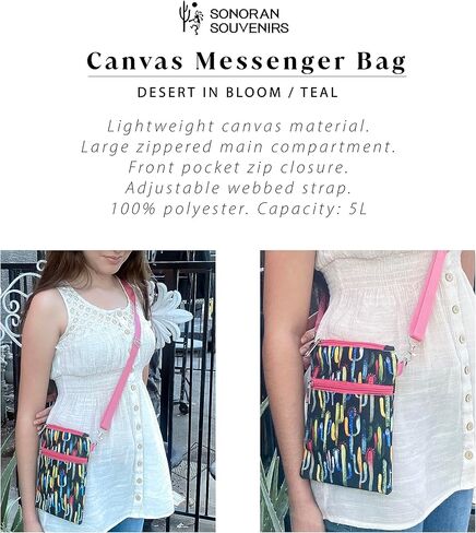 حقيبة قماش ماسنجر مقاس 15.5 سم، حقيبة سفر للعطلات، حقيبة كروس (ألوان مائية صبار) in Kuwait