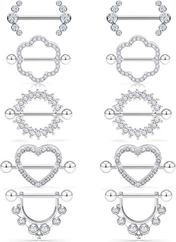 Ocptiy 14G الحلمة ثقب المجوهرات حلقات اللسان الجراحية الصلب الفضة اللسان الحلمة الحديد بار ثقب المجوهرات للنساء 14 مللي متر 9/16 بوصة in Kuwait