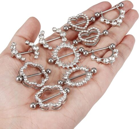 Ocptiy 14G الحلمة ثقب المجوهرات حلقات اللسان الجراحية الصلب الفضة اللسان الحلمة الحديد بار ثقب المجوهرات للنساء 14 مللي متر 9/16 بوصة in Kuwait