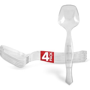 12 Count Disposable Serving Spoons, Clear Plastic Serving Spoons for Catering Weddings, Holiday Parties, and More, Large Plastic Serving Utensils for Buffet, Party Spoons, Stock Your Home