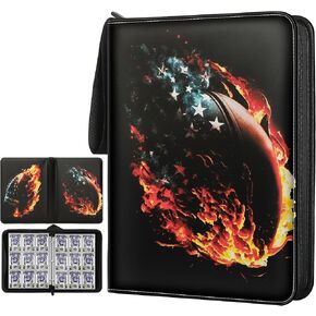 9 Pockets Trading Card Binder with Sleeves Card Organizer, 900 Double Sided Pocket PU Card Collection Binder, Baseball Binder,for Sports Card, MTG, TCG Yugioh Card (Yellow)
