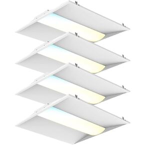 2x2 FT Center Basket LED Troffer Panel Light, 20/30/40W, 3 Color Options 3000K | 4000K | 5000K, Dimmable Drop Ceiling Lights, 2500/3750/5000 Lumens, Damp Rated, 120-277V, DLC Premium (4 Pack)