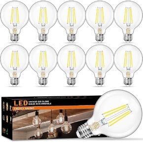 8-Pack G25 LED Globe Light Bulbs 3000K Soft White, Vintage E26 Base Edison Light Bulbs 60W Equivalent, 6W Round Light Bulbs with Filament for Bathroom Vanity, Clear Glass, 600LM, Non-dimmable