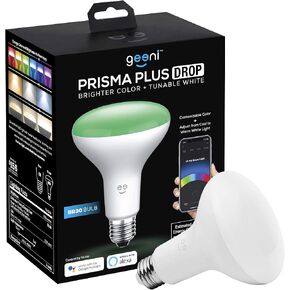 Geeni Prisma Plus BR30 LED Smart Light Bulb, Tunable Hue and Dimmable RGB WiFi Bulb, No Hub Required, Compatible with Alexa and Google Assistant (4 Pack)