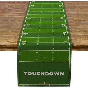 Linen American Football Table Runner Game Time Touchdown Table Decoration Dining Room Decor -13x72''