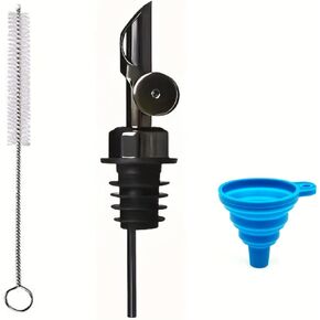 2 PCS weighted olive oil Pourers， Auto Flip stainless steel liquid bottle spout, oil bottle vinegar Pourer Spouts，wine bottle Pourers (Black)