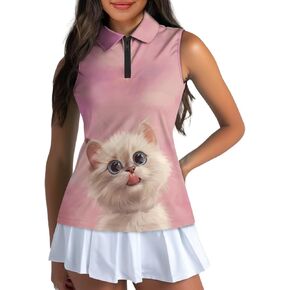 YEXIATODO Golf Sleeveless Tops for Women Racerback Summer Clothing Athletic Polo Golf Outfits Tennis Tank Top Size XS-2XL